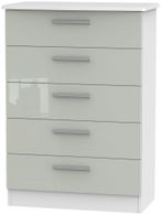 Knightsbridge Cashmere Gloss and White 5 Drawer Chest