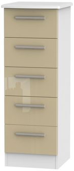 Knightsbridge Mushroom and White 5 Drawer Narrow Chest