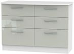 Knightsbridge Cashmere Gloss and White 6 Drawer Midi Chest