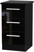 Knightsbridge Black Gloss 3 Drawer Bedside Cabinet