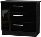 Knightsbridge Gloss Black 3 Drawer Small Chest