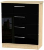 Knightsbridge Black Gloss and Light Oak 4 Drawer Chest
