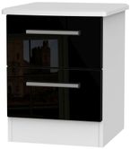 Knightsbridge Black Gloss and White 2 Drawer Bedside Cabinet