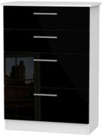 Knightsbridge Black Gloss and White 4 Drawer Deep Chest