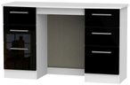 Knightsbridge Black Gloss and White 6 Drawer Double Dressing Table
