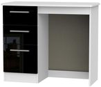 Knightsbridge Black Gloss and White 3 Drawer Single Dressing Table