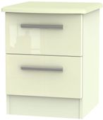 Knightsbridge Cream Gloss 2 Drawer Bedside Cabinet
