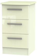 Knightsbridge Cream Gloss 3 Drawer Bedside Cabinet