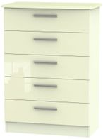 Knightsbridge Cream Gloss 5 Drawer Chest