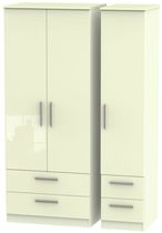 Knightsbridge Cream Gloss 3 Door Triple Wardrobe - 4 Drawers