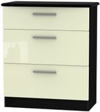 Knightsbridge Cream Gloss and Black 3 Drawer Deep Chest