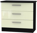 Knightsbridge Cream Gloss and Black 3 Drawer Small Chest