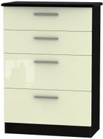 Knightsbridge Cream Gloss and Black 4 Drawer Deep Chest