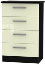 Knightsbridge Cream Gloss and Black 4 Drawer Midi Chest