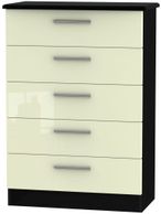 Knightsbridge Cream Gloss and Black 5 Drawer Chest