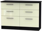 Knightsbridge Cream Gloss and Black 6 Drawer Midi Chest
