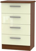 Knightsbridge Cream Gloss and Walnut Effect 4 Drawer Midi Chest