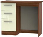 Knightsbridge Cream Gloss and Walnut Effect 3 Drawer Single Dressing Table