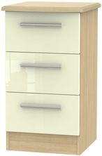 Knightsbridge Cream Gloss and Light Oak 3 Drawer Bedside Cabinet