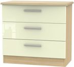 Knightsbridge Cream Gloss and Light Oak 3 Drawer Small Chest