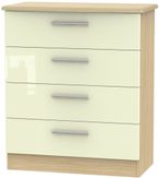 Knightsbridge Cream Gloss and Light Oak 4 Drawer Chest