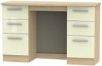 Knightsbridge Cream Gloss and Light Oak 6 Drawer Double Dressing Table
