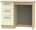 Knightsbridge Cream Gloss and Light Oak 3 Drawer Single Dressing Table