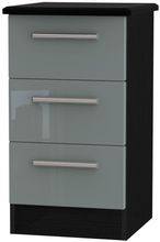 Knightsbridge Grey Gloss and Black 3 Drawer Bedside Cabinet