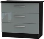 Knightsbridge Grey Gloss and Black 3 Drawer Small Chest