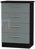 Knightsbridge Grey Gloss and Black 4 Drawer Midi Chest