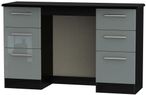 Knightsbridge Grey Gloss and Black 6 Drawer Double Dressing Table