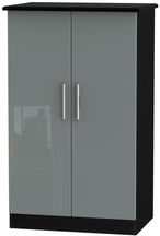 Knightsbridge Grey Gloss and Black Midi Wardrobe