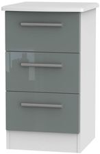 Knightsbridge Grey Gloss and White 3 Drawer Bedside Cabinet