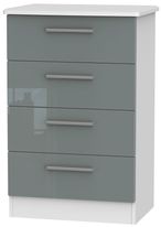 Knightsbridge Grey Gloss and White 4 Drawer Midi Chest