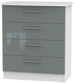 Knightsbridge Grey Gloss and White 4 Drawer Chest