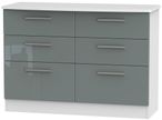 Knightsbridge Grey Gloss and White 6 Drawer Midi Chest