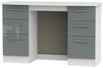 Knightsbridge Grey Gloss and White 6 Drawer Double Dressing Table