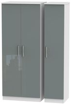 Knightsbridge Grey Gloss and White 3 Door Triple Wardrobe