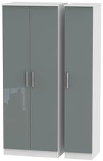Knightsbridge Grey Gloss and White 3 Door Tall Triple Wardrobe