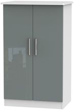 Knightsbridge Grey Gloss and White Midi Wardrobe