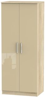 Knightsbridge Mushroom and Oak Effect 2 Door Plain Wardrobe