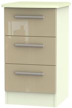 Knightsbridge Mushroom and Cream 3 Drawer Bedside Cabinet