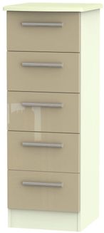 Knightsbridge Mushroom and Cream 5 Drawer Narrow Chest