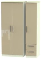 Knightsbridge Mushroom and Cream 3 Door Triple Wardrobe - RHF 2 Drawers