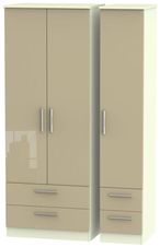 Knightsbridge Mushroom and Cream 3 Door Tall Triple Wardrobe - 4 Drawers