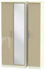Knightsbridge Mushroom and Cream 3 Door Tall Triple Wardrobe - 1 Mirror