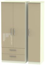 Knightsbridge Mushroom and Cream 3 Door Triple Wardrobe - LHF 2 Drawers