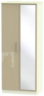 Knightsbridge Mushroom and Cream 2 Door Wardrobe - 1 Mirror