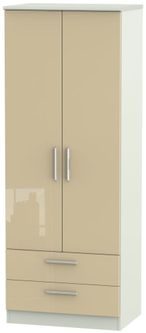 Knightsbridge Mushroom and Cashmere Matt 2 Door 2 Drawer Tall Wardrobe