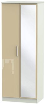 Knightsbridge Mushroom and Cashmere Matt 2 Door Tall Wardrobe - 1 Mirror